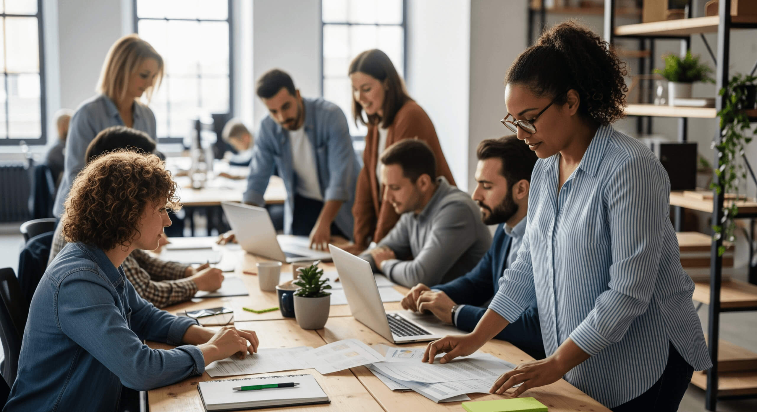 Consultores trabajando en proyectos sociales